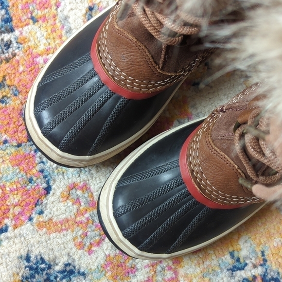 Sorel Joan Of Arctic Waterproof Suede Leather Faux Fur Trim Rubber Snow Boots 8 - Picture 3 of 16